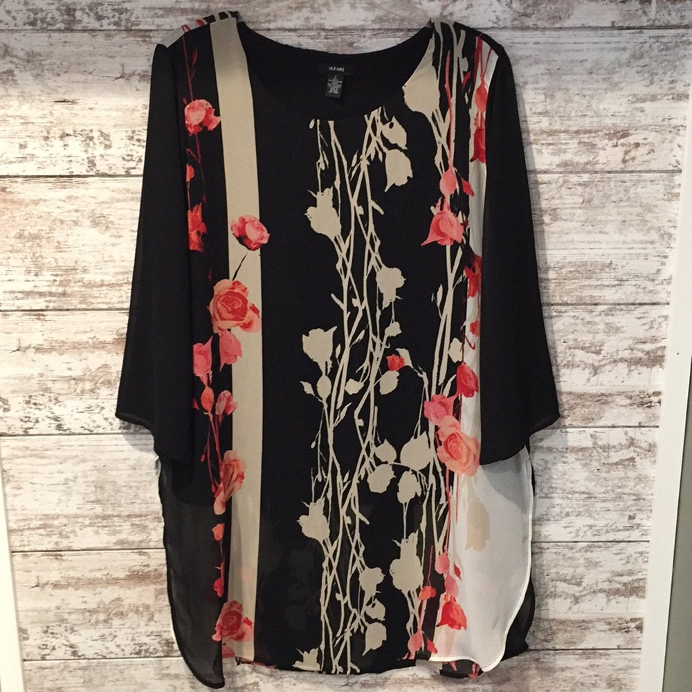 Alfani sheer tunic with attached under layer.